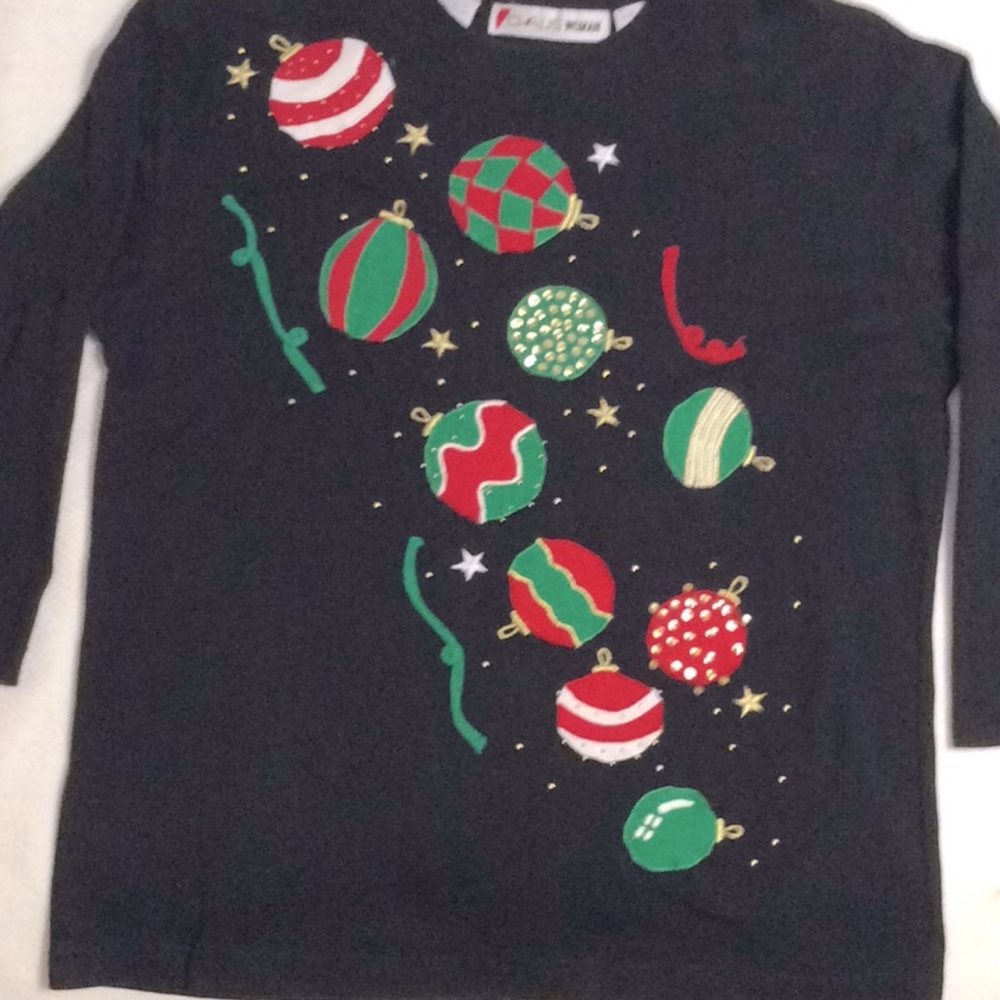 CHRISTMAS, Black Tee with 3/4 in. sleeves
